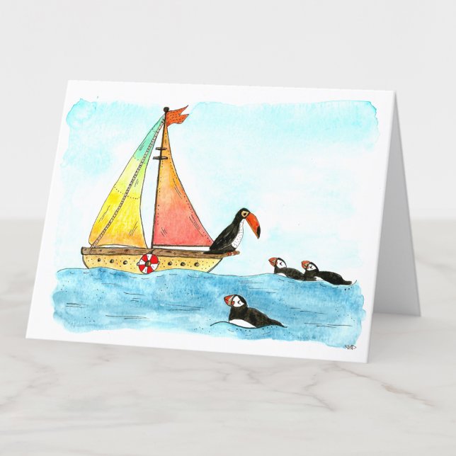 Sie können auch, Toucan und Puffins Wasserfarbe Le Dankeskarte (Von Creator hochgeladen)