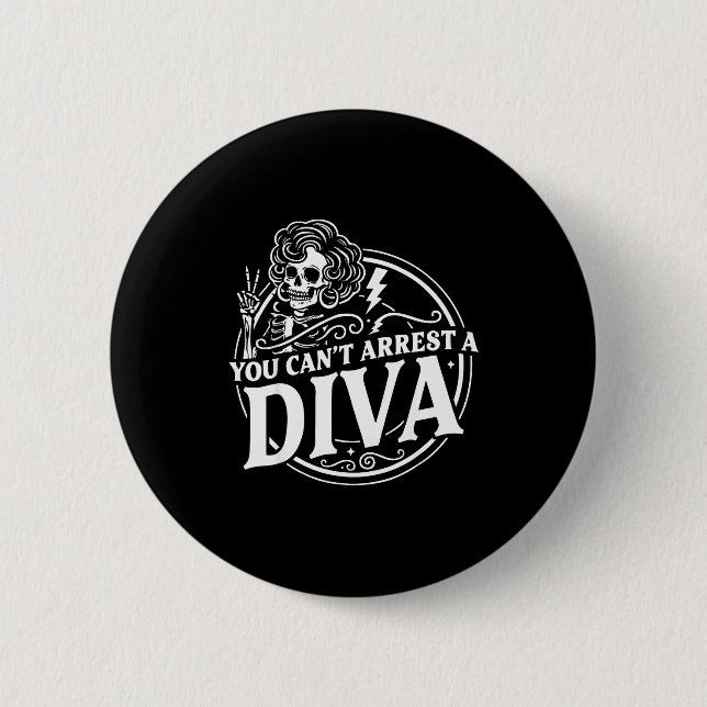 Sie können Diva Sy Skelett Friedenszeichen Goth G  Button (Vorderseite)