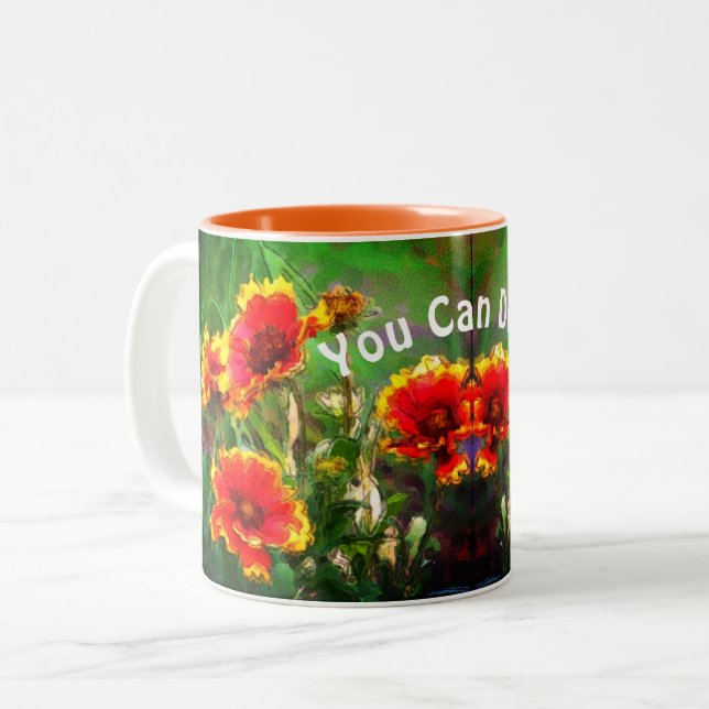 Sie können es tun dämliche Blume Inspiration Worte Zweifarbige Tasse (Vorderseite Links)
