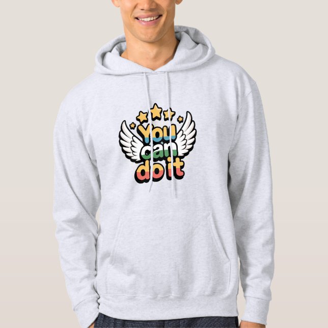 Sie können es tun farbenfrohe Motivierend Flügel T Hoodie (Vorderseite)
