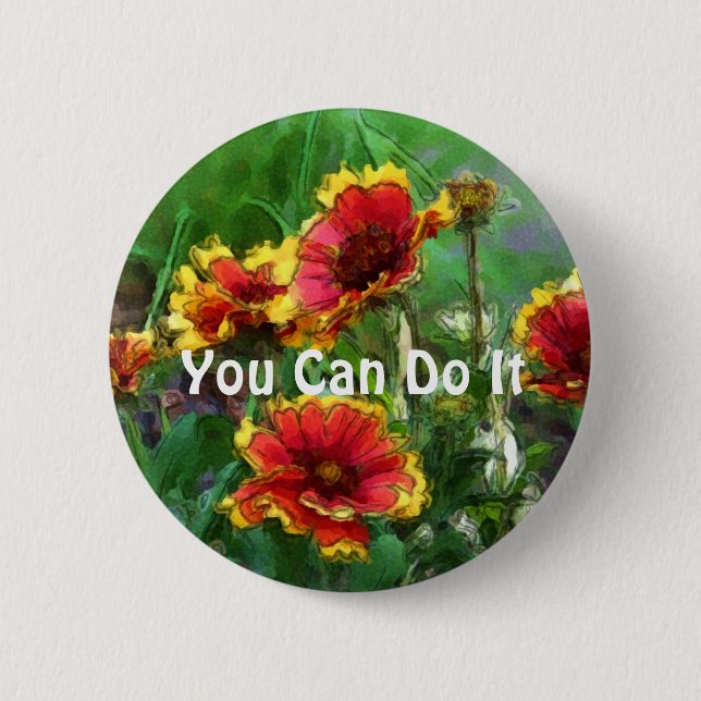 Sie können es tun Gänseblümchen-Blumen-motivierend Button (Vorderseite)