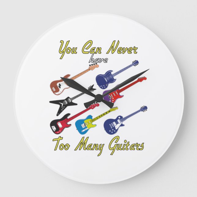 Sie können nie zu viele Gitarren haben - farbenfro Große Wanduhr (Vorderseite)