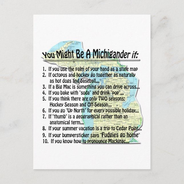 Sie könnten ein Michigander sein, wenn Postkarte (Vorderseite)