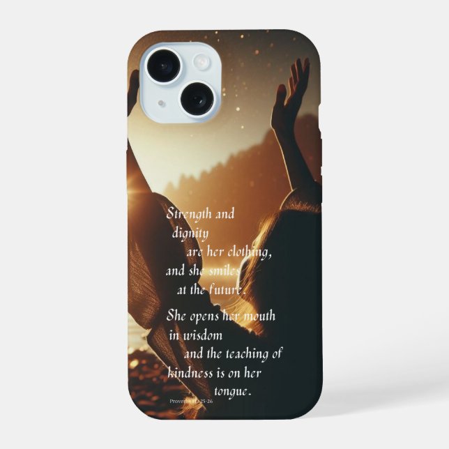 Sie lächelt im Fall des Future Phone iPhone 15 Hülle (Rückseite)