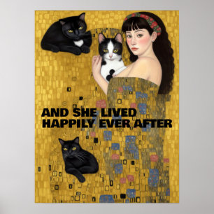 SIE LEBTE JE NACH KATZPOSTER GLÜCKLICH. POSTER