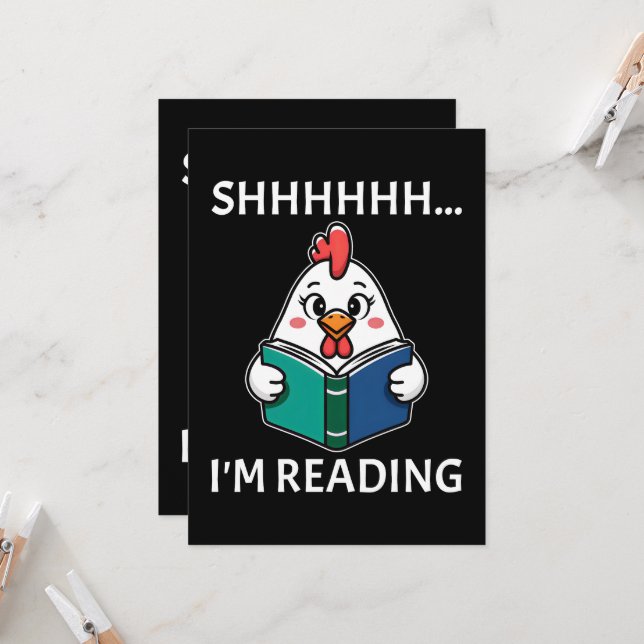 Sie lese gerade Buch Reading Chicken Book Lover (Vorderseite/Rückseite Beispiel)