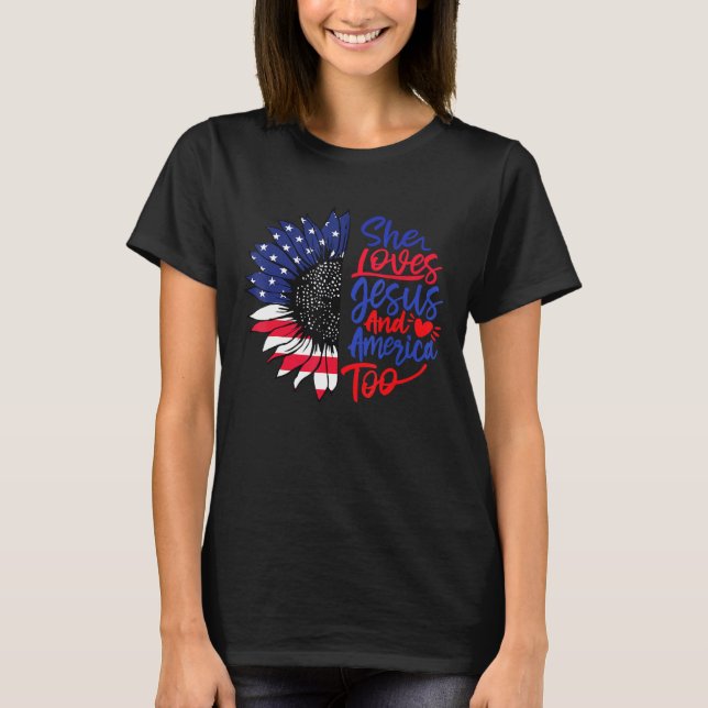 Sie Liebe Jesus und Amerika zu 1 T-Shirt (Vorderseite)