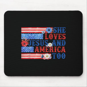 Sie Liebe Jesus und Amerika zu Christliche Flagge Mousepad