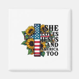 Sie Liebe Jesus und Amerika zu Flaggen Christlich Magnet