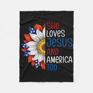 Sie Liebe Jesus und Amerika zu Sonnenblumen Christ Fleecedecke