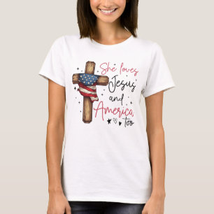 Sie Liebe Jesus und auch Amerika T-Shirt