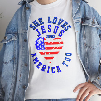 Sie Liebe Jesus und auch Amerika Tri-Blend Shirt