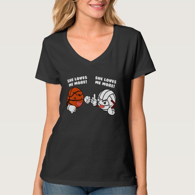 Sie Liebe mir mehr Basketball-Volleyball-Spieler T-Shirt (Vorderseite)