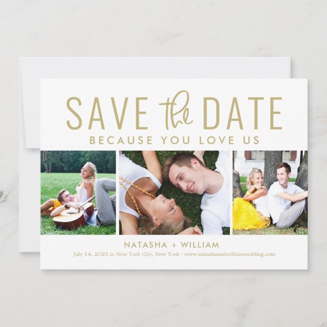 Sie Liebe uns EDITABLE COLOR Save the Date Karte (Vorderseite)