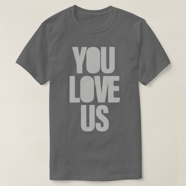 Sie Liebe uns Silber T-Shirt (Design vorne)