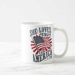 Sie Lieben Jesus und Amerika zu 4. Juli Patrio Kaffeetasse