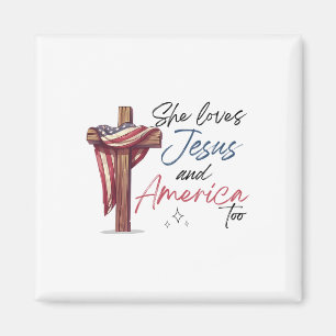 Sie Lieben Jesus und Amerika zu 4. Juli Patrio Magnet