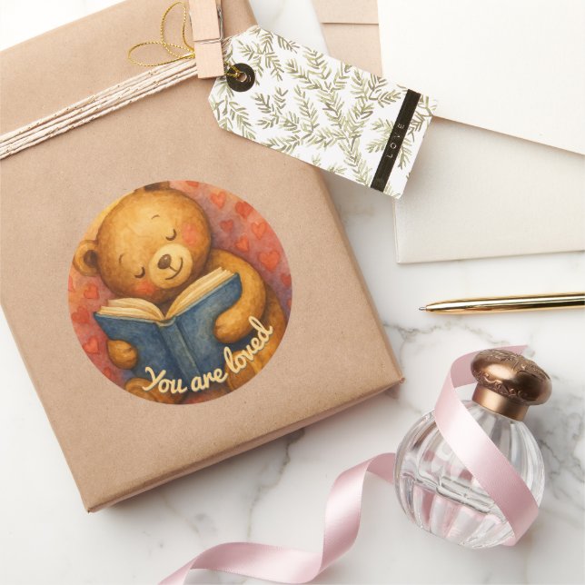 Sie lieben - Niedlicher Bärenrundkleber Runder Aufkleber (Schenken)