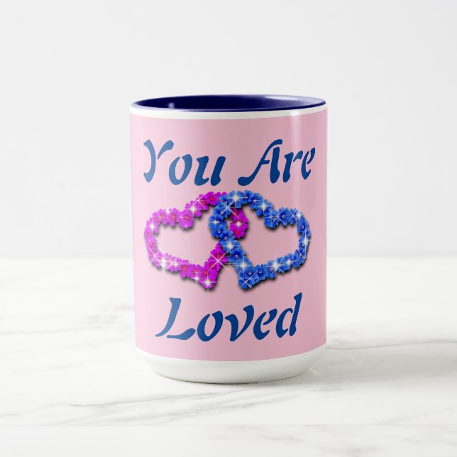 Sie lieben Pink Blue Heart Coffee Tasse (Zentrum)