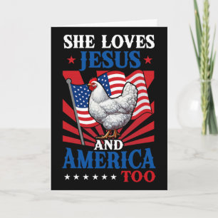 Sie liebt Jesus und Amerika 4. Juli US-Flagge Ch Karte
