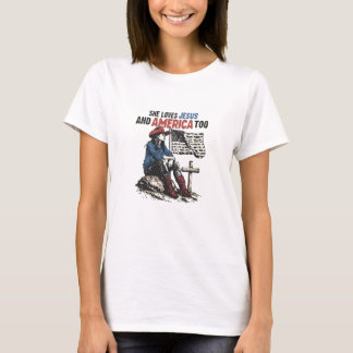 Sie liebt Jesus und Amerika auch Christliche Kuhgi T-Shirt