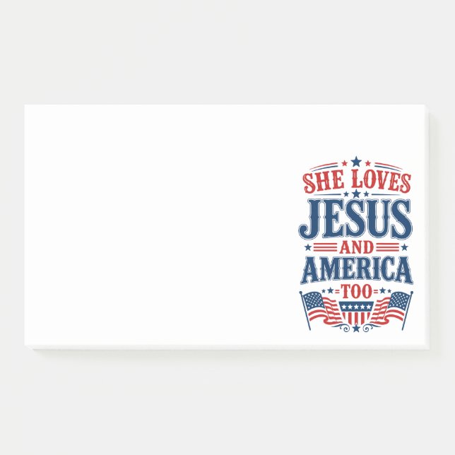 Sie liebt Jesus und Amerika auch Post-it Klebezettel (Vorderseite)