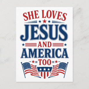 Sie liebt Jesus und Amerika auch Postkarte