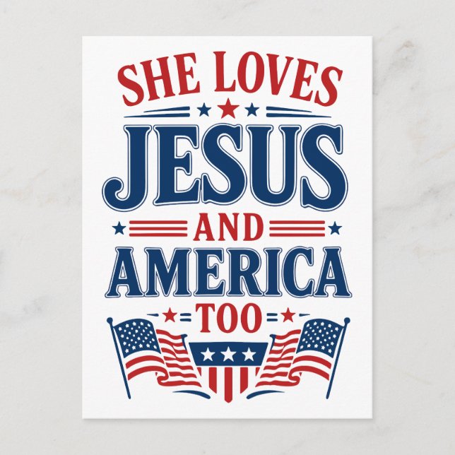 Sie liebt Jesus und Amerika auch Postkarte (Vorderseite)