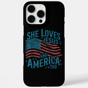 Sie liebt Jesus und Amerika auch USA-Flagge 4. Jul iPhone 16 Pro Max Hülle