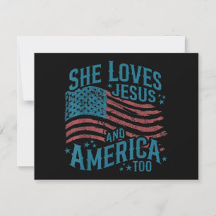Sie liebt Jesus und Amerika auch USA-Flagge 4. Jul Dankeskarte