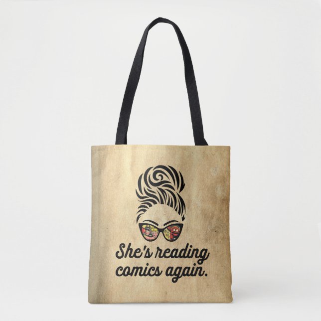 "Sie liest wieder Comics" Tote Bag (Vorderseite)
