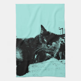 Sie Look'n an mir, Eiblau der Katze-Rotkehlchen Geschirrtuch