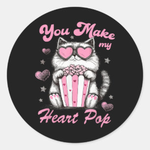 Sie machen mein Herz Pop Katze Herz Liebe glücklic Runder Aufkleber