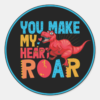Sie machen mein Herz Roar Dinosaurier Valentine Ta Runder Aufkleber