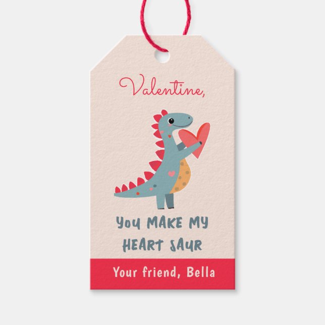Sie machen mein Herz Saur Dinosaur Pun Valentine Geschenkanhänger (Vorderseite)