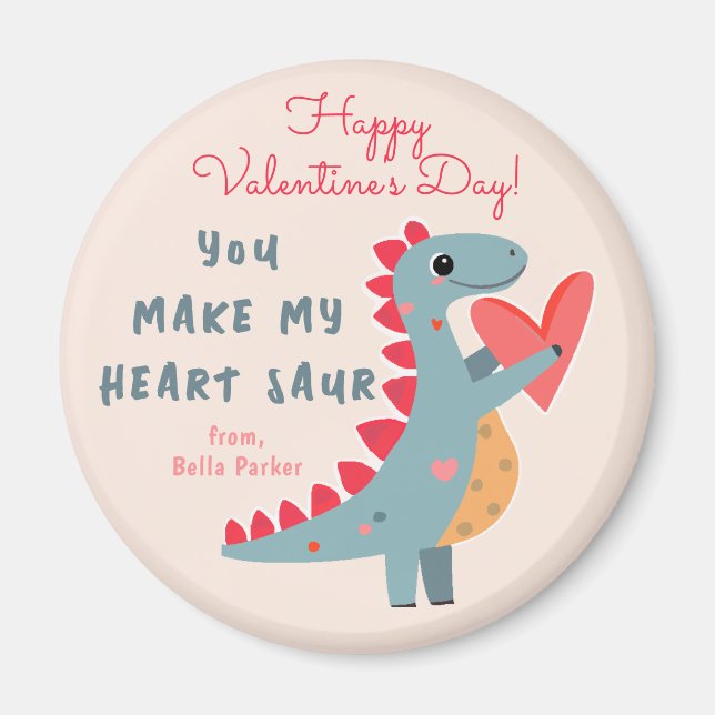 Sie machen mein Herz Saur Dinosaur Pun Valentine Magnet (Vorne)