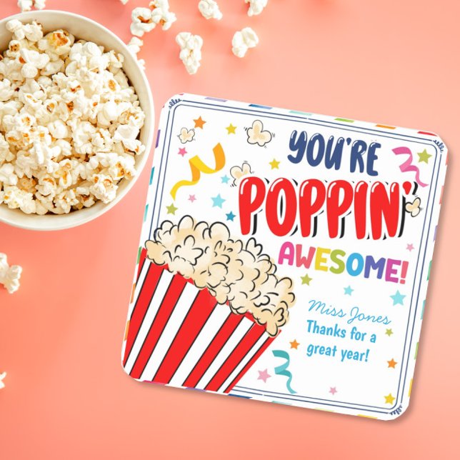 Sie machen mich Pop Dank Popcorn Freiwilligen Quadratischer Aufkleber (Von Creator hochgeladen)