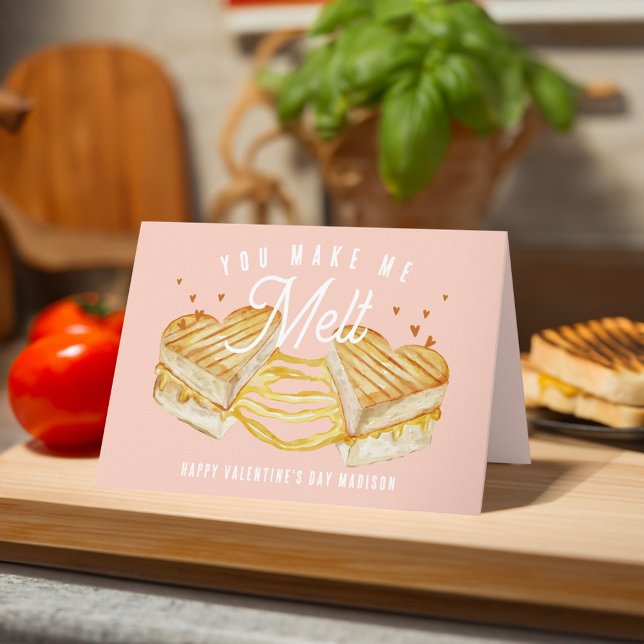 Sie machen mich zu einem Funny Grillkäse Valentine Karte (You Make Me Melt Funny Grilled Cheese Valentine Card)