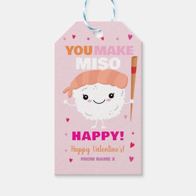 Sie machen Miso Happy Sushi Valentinstag Tag Geschenkanhänger (Vorderseite)