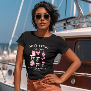 Sie macht den Knoten rosa Schleife Junggesellinnen T-Shirt