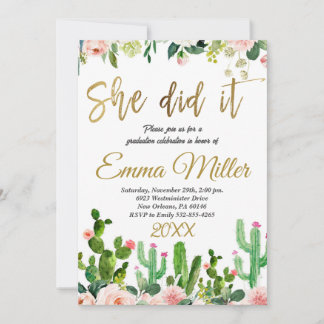 Sie machte eine Graduierungsparty Einladung