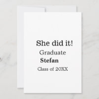 Sie machte es graduiert hinzufügen Namen Klasse vo