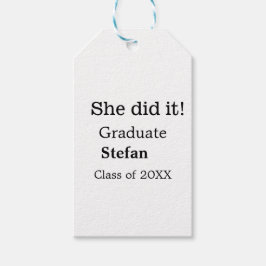 Sie machte es graduiert hinzufügen Namen Klasse vo Geschenkanhänger