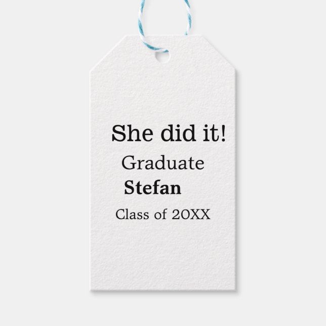 Sie machte es graduiert hinzufügen Namen Klasse vo Geschenkanhänger (Vorderseite)