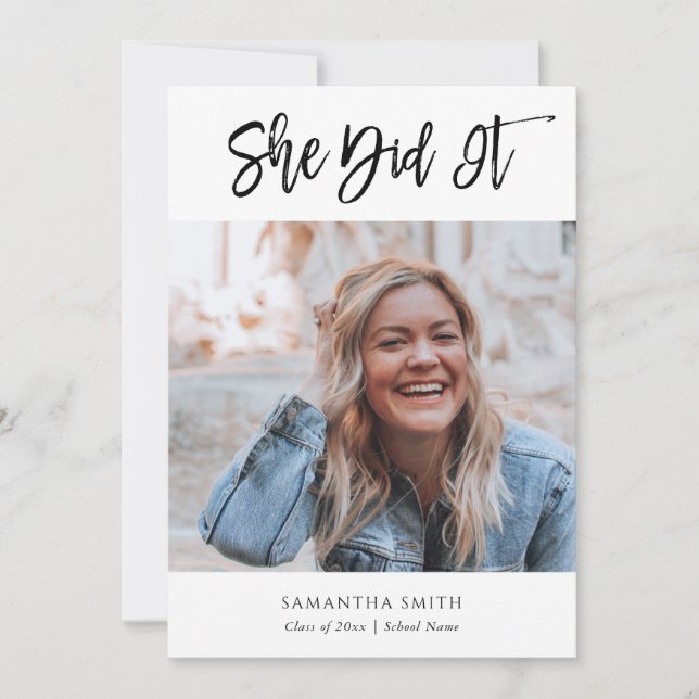 Sie machte es mit dem Abschluss des modernen kalli Einladung (Vorderseite)