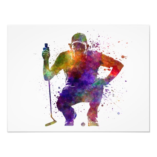 sie man silhouette crouching zu golfer fotodruck (Vorne)