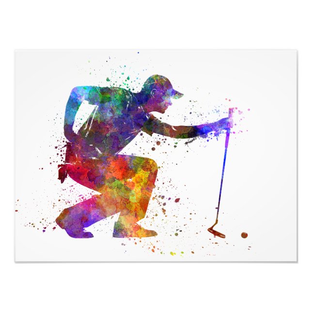 sie man silhouette crouching zu golfer fotodruck (Vorne)