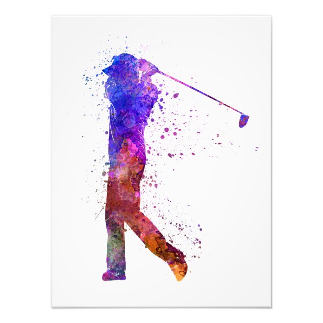 sie man silhouette Swing zu golfer Fotodruck (Vorne)
