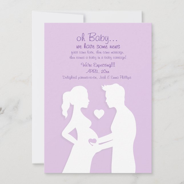 Sie + Me = Drei Schwangerschaftsankündigung Einladung (Vorderseite)