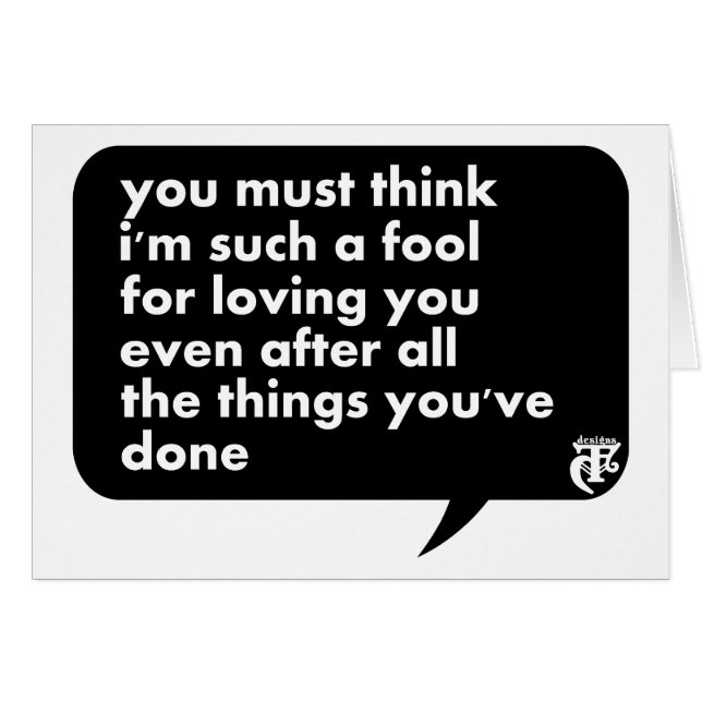 Sie müssen denken, dass ich solch ein Dummkopf für (Vorderseite (Horizontal))